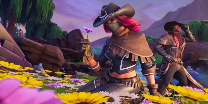 while a i m is clearly in view through a gap in the foliage we can t tell exactly what he s doing is he hunting these two characters enjoying the scenery - fortnite calamity skin