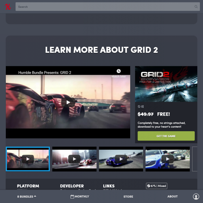 HumbleBundle has a promo for GRID- a full copy of GRID 2 for free and the DLCs.